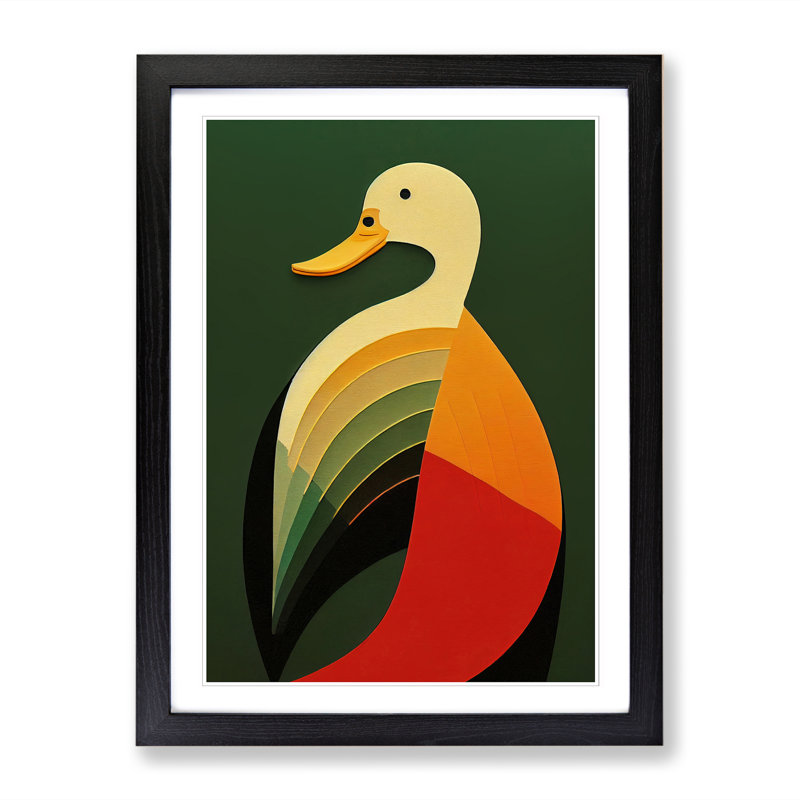Duck Art Deco Vol.2 - Picture Frame Print, Black, 64cm H x 46cm W x 2cm D