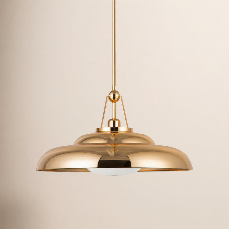 Luminaire suspendu en forme de dôme à 1 lumière Palmetto, Laiton poli, H 11,75 po x l 20 po x P 20 po