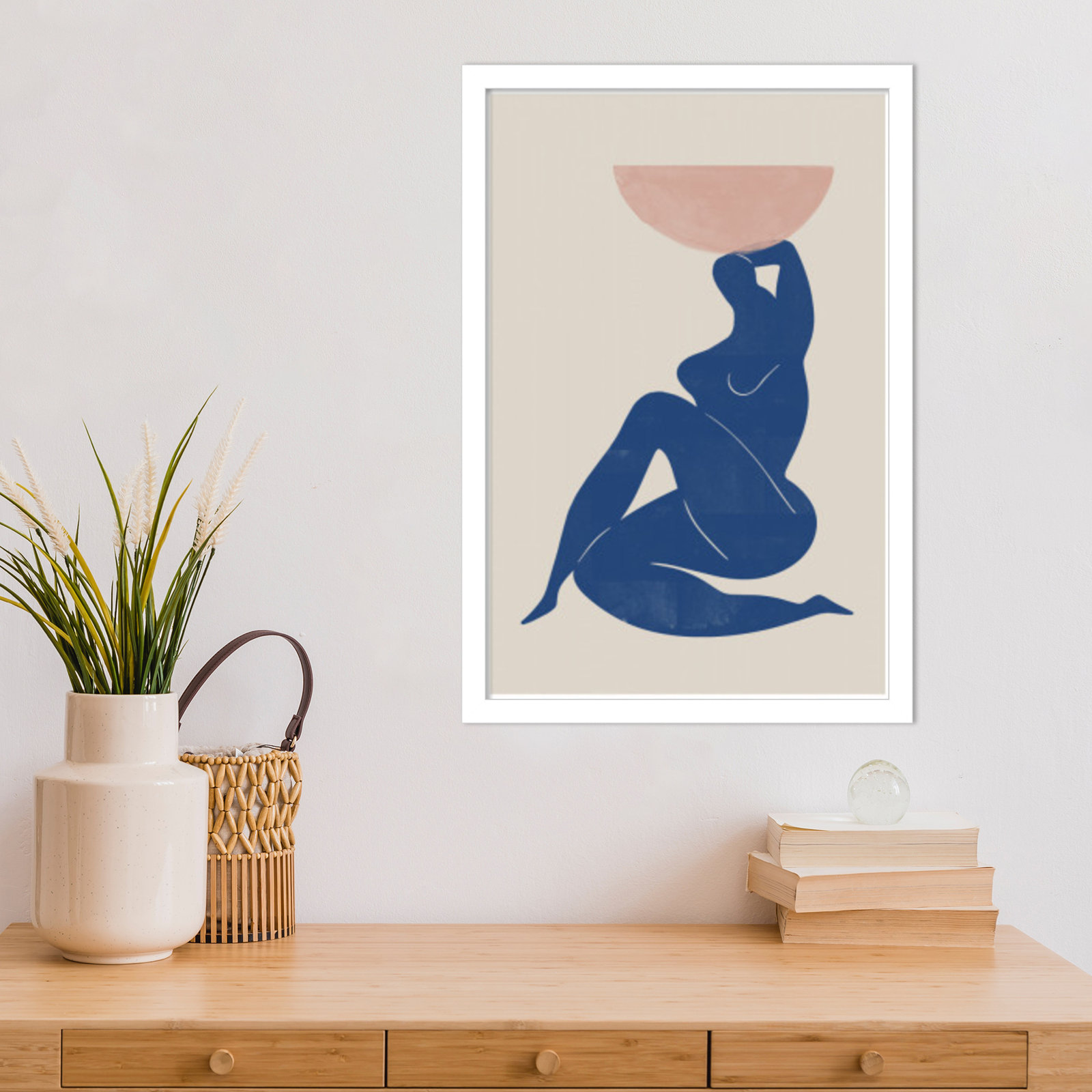 Northglenn "Vase and Woman" Print, White, 21" H x 15" W