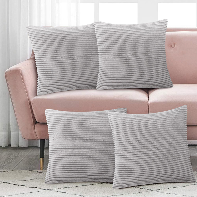 Striped Square Euro Cushion Cover, Silver