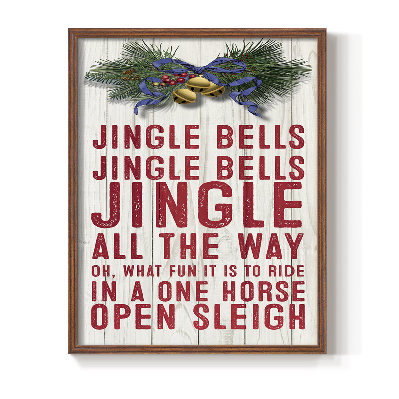 «Jingle All The Way», reproduction encadrée - bois massif, Noyer, H 15 po x l 12 po