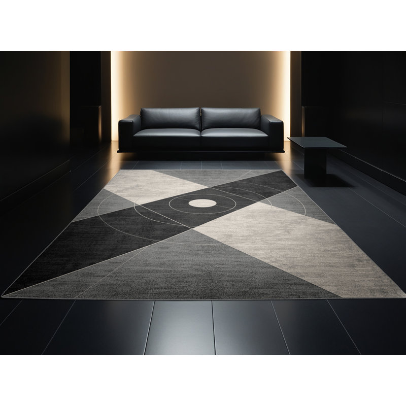 Tapis à motif géométrique doux et moelleux à motif géométrique Bleeker Atom, 4 x 6