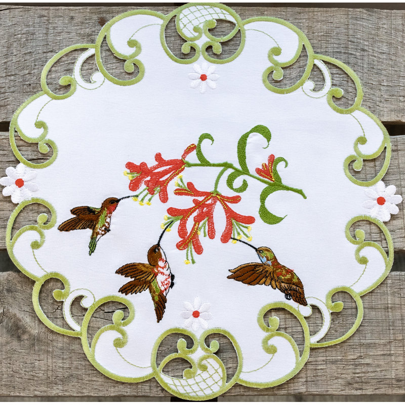 Napperon décoratif de table colibri (rond 15 po)