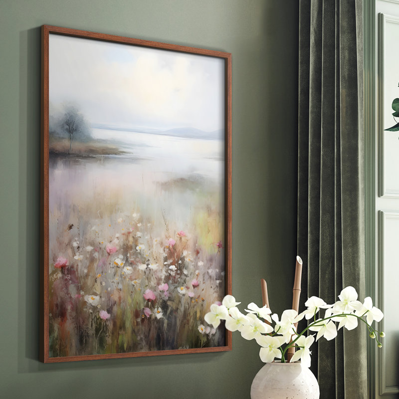 Motif floral rétro CCxxx, Noyer, H 14 po x l 11 po