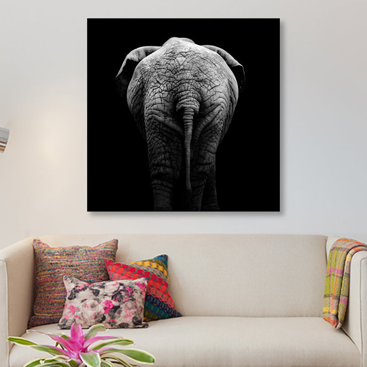 «Elephant II», reproduction de photo sur toile, H 12 po x l 12 po x P 0,75 po, Toile tendue, Pas de tapis
