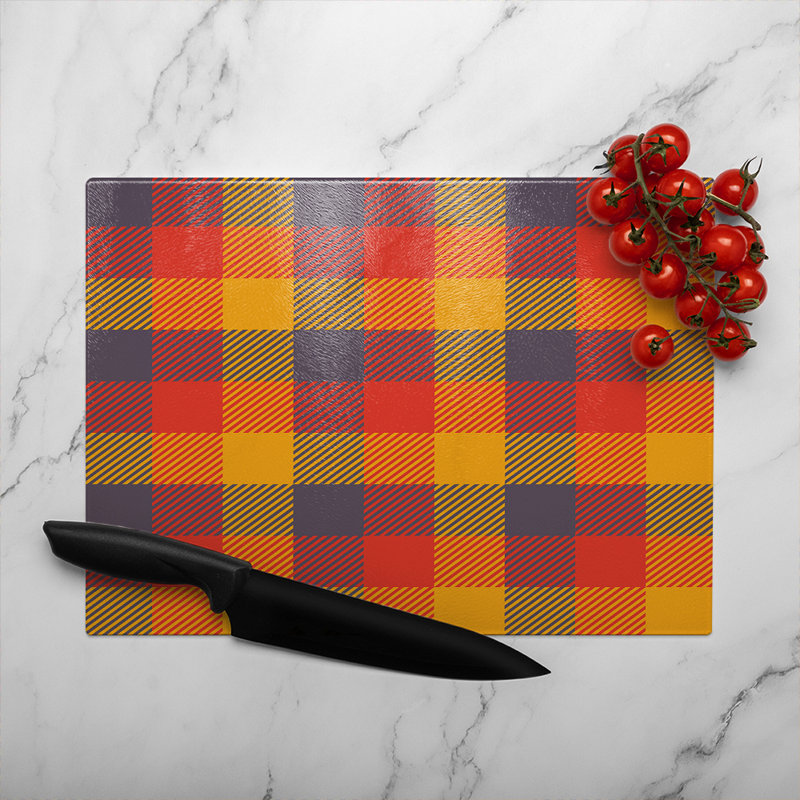 Check Pattern Glass Chopping Board