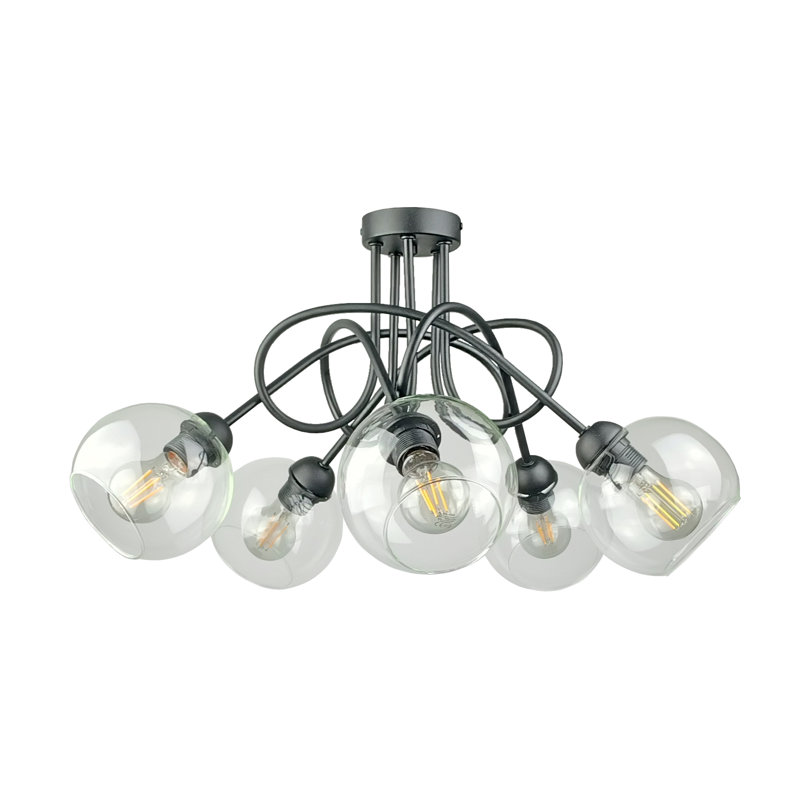 Aliki Glass Semi Flush Mount, Black