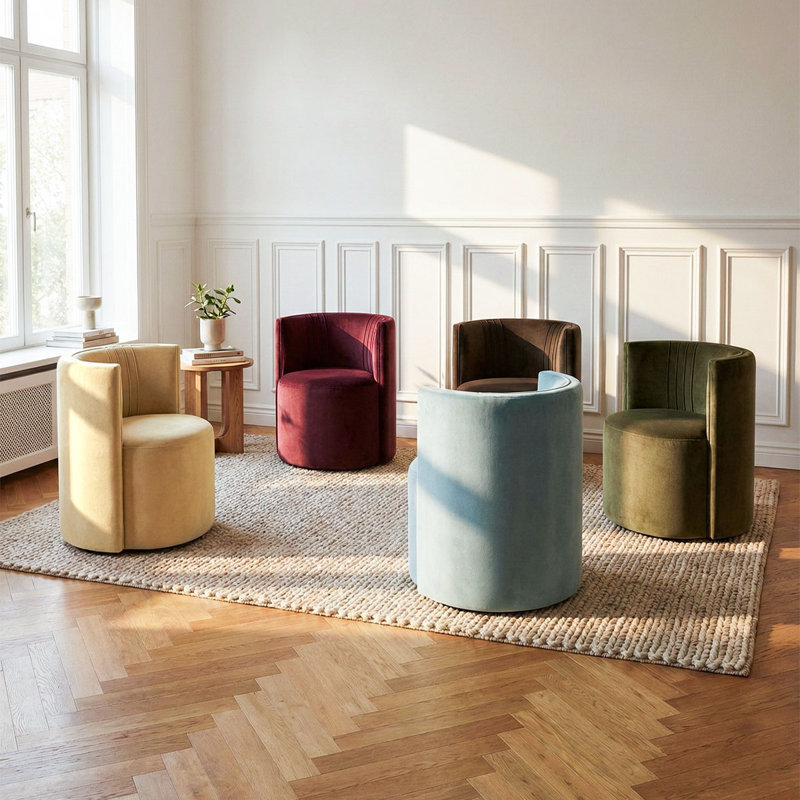 Fauteuil en velours avec roulettes, Bourgogne
