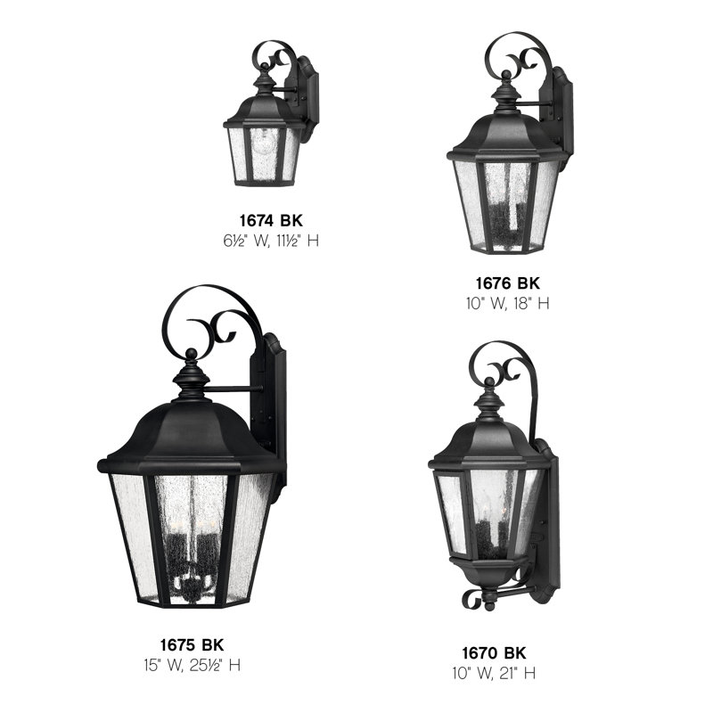 Edgewater Black 3 - Bulb Outdoor Wall Lantern, No