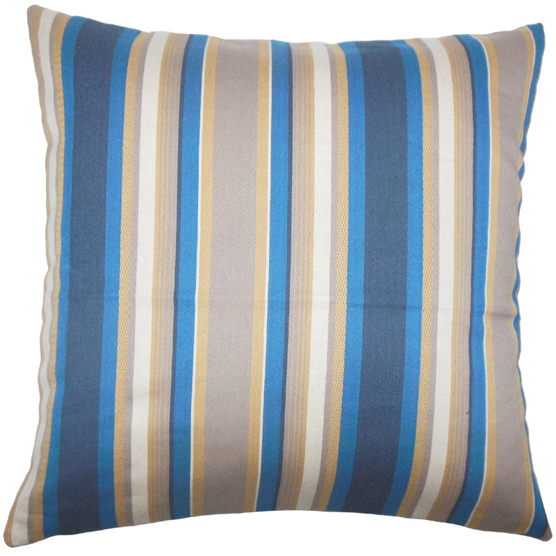 Housse de coussin rayé tefo, 18 po x 18 po, Indigo