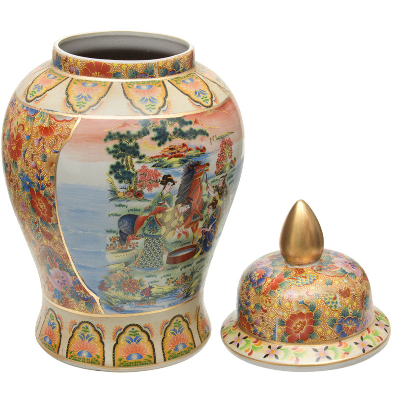 Pot de temple chinois intemporel, Cheval Satsuma, 18"
