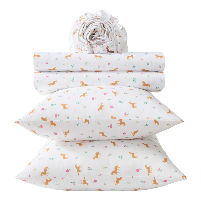 Wrangler Kids Horse Meadow Brown Sheet Set, Twin Sheet Set with 1 Pillowcase, Horse Meadow Brown