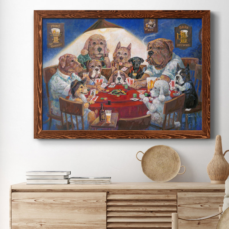 Poker Dogs - Reproduction d'art sur toile encadrée, H 37,5 po x l 27,5 po x P 1,5 po, Érable