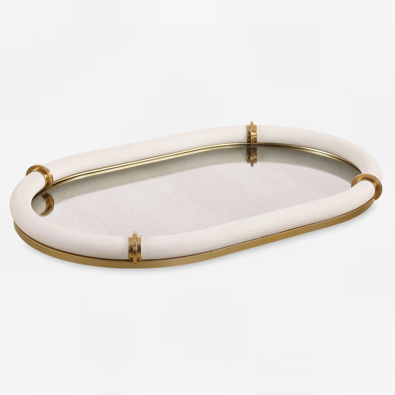 Plateau ovale en cuir Uttermost Chypre
