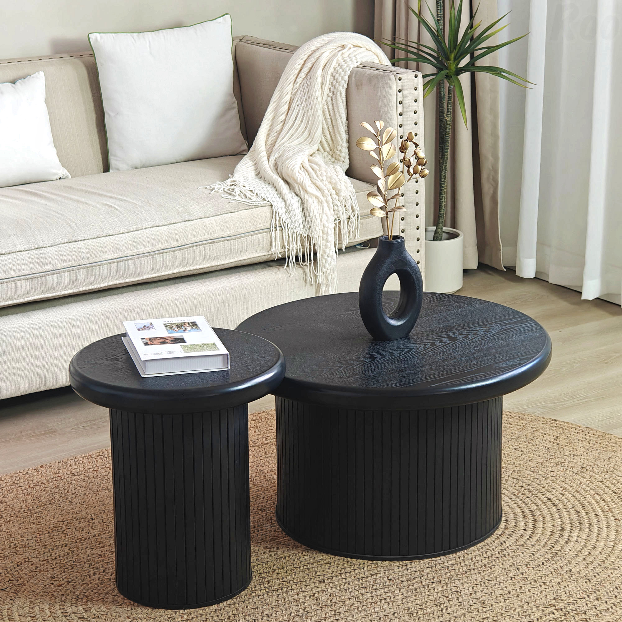Wrought Studio™ Round Coffee Table Set Living Room Modern Dual Table ...
