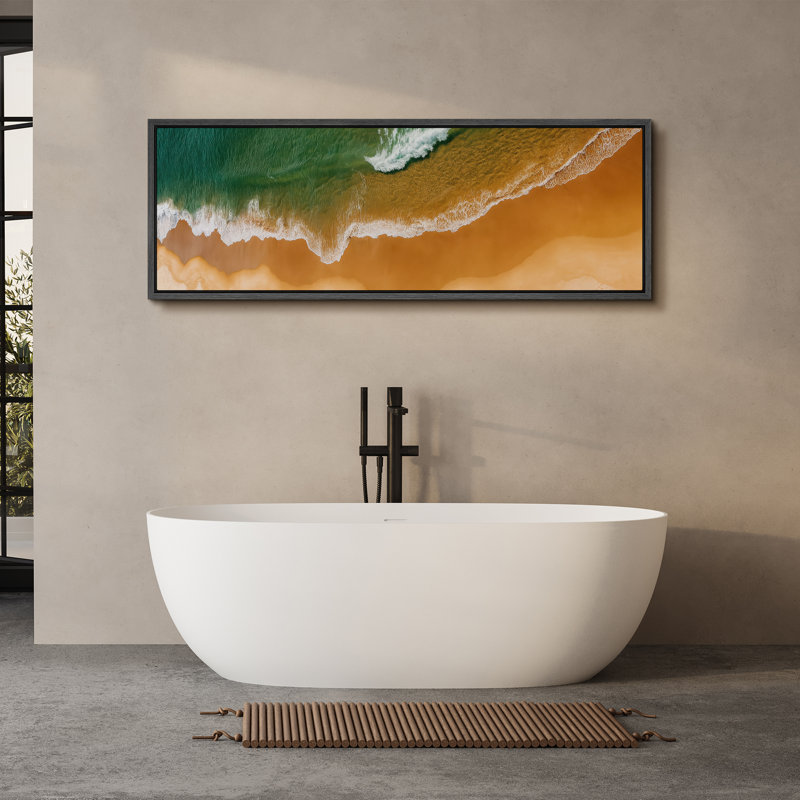 Grande impression sur toile encadrée, impression de paysage de plage pour un décor moderne, H 20 po x l 60 po, Noir
