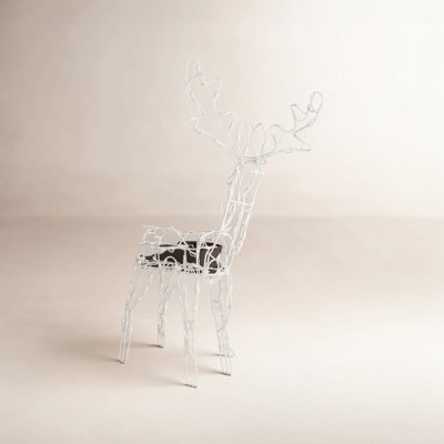 48" Lighted White Standing Animated Reindeer