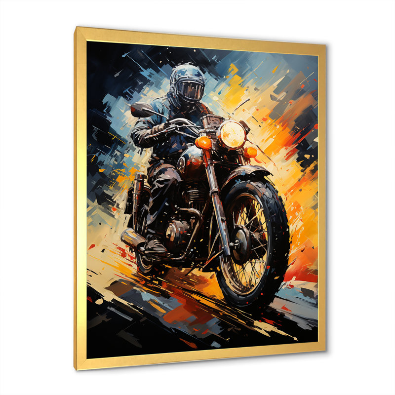 Yellow Dirt Bike Adventure II, Cadre doré simple, H 32 po x l 24 po x P 1 po