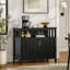 Buffet moderne noir, buffet à 2 portes avec tablettes réglables, armoire de rangement pour la cuisine et le salon