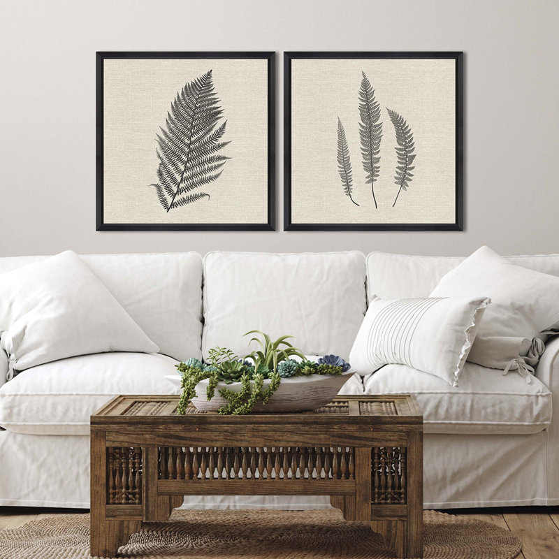 « modern ferns ii » par langdon-2 pièces de l’ensemble d’impression sur cadre photo