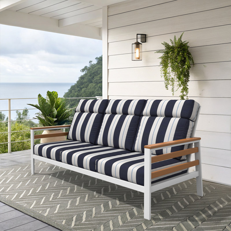 Canapé d'extérieur en métal avec coussin Sunbrella Townsend, Brun
