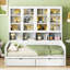 Lit de jour simple avec apparence blanche et espace de rangement à DEL décoratif-558538089-558538088