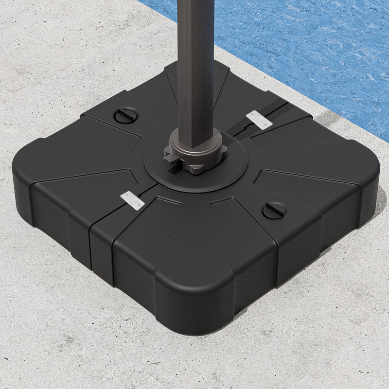 Base de parasol carrée en plastique rigide autoportante avec roulettes