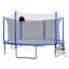 Trampoline de 16 pi avec pompe à panier de basketball et échelle (enceinte de sécurité intérieure) avec but de soccer bleu-120886721