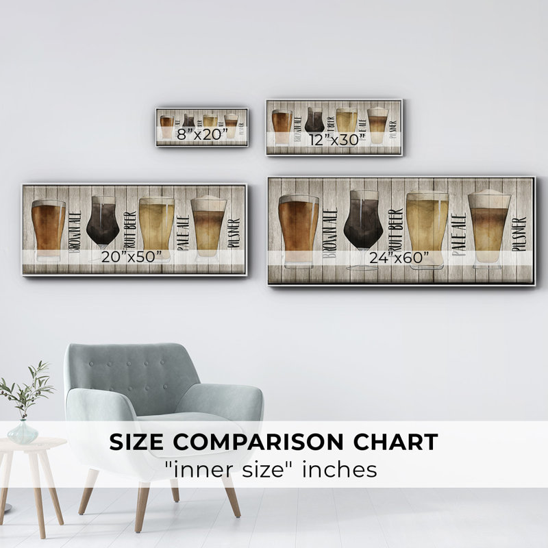 Beer Chart I- Framed Canvas, 24" H x 60" W