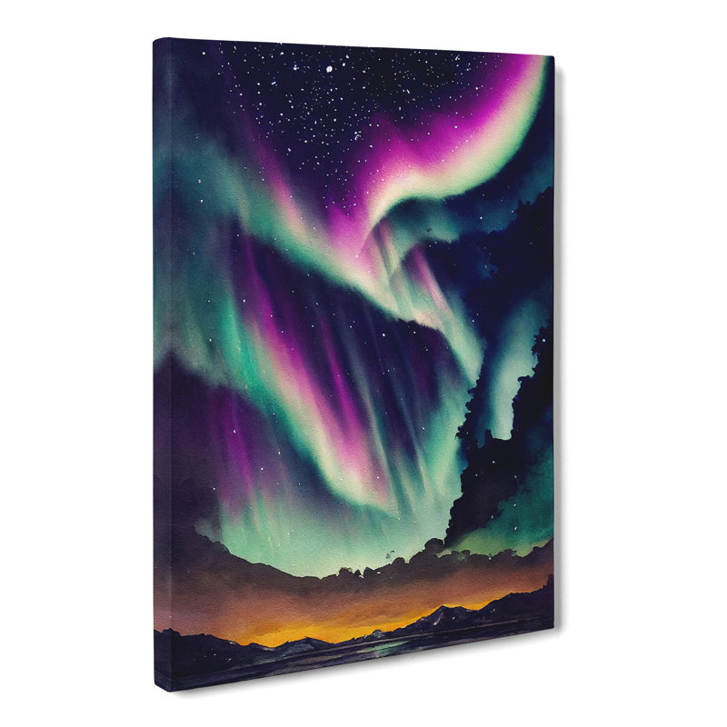 Watercolour Aurora Borealis Vol.2 - Wrapped Canvas, 50cm H x 35cm W x 3cm D