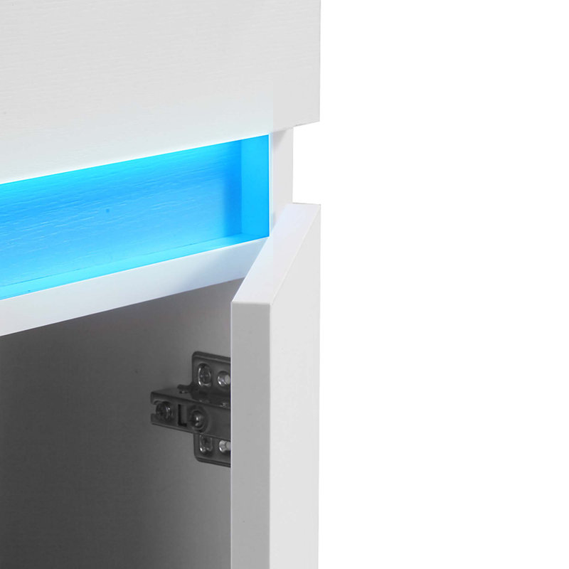 Meuble-lavabo de salle de bain avec lavabo, lumière à détection de radars et grand espace de rangement