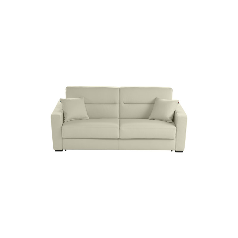Björgúlfur 81" Genuine Italian Top Grain Leather Queen Sleeper Sofa Bed with Memory Foam Mattress