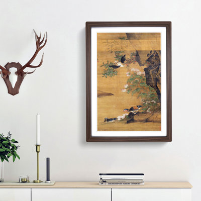 Mandarin Ducks & Cotton Rose Hibiscus by Lu Ji - Picture Frame Painting Print on MDF