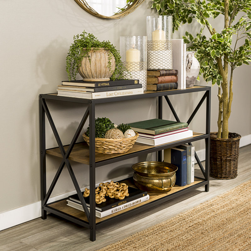 Bremer 100 cm W Steel Standard Bookcase, Rustic Oak