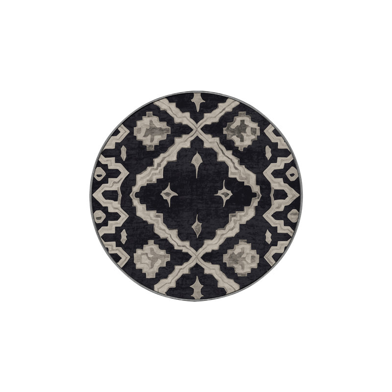 Tapis mauve soyeux et moelleux, Rond 3 pi