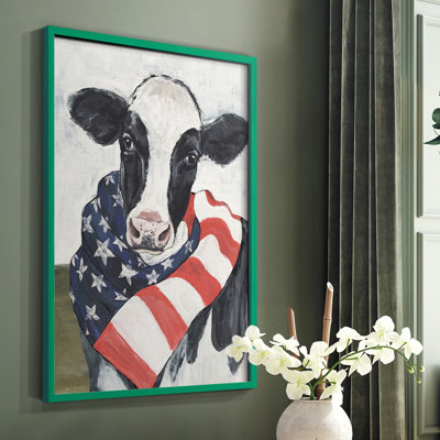 American Cow I I, reproduction encadrée - bois massif