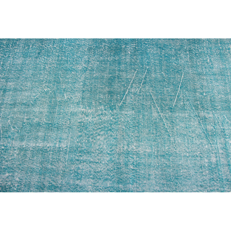 Tapis turc vert fait à la main avec un design rétro dans un style magnifiquement traditionnel