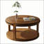Table basse et canapé de 31,5 pouces en bois massif rond - plateau épaissi à deux niveaux, pieds robustes, table circulaire pour le salon-134273973