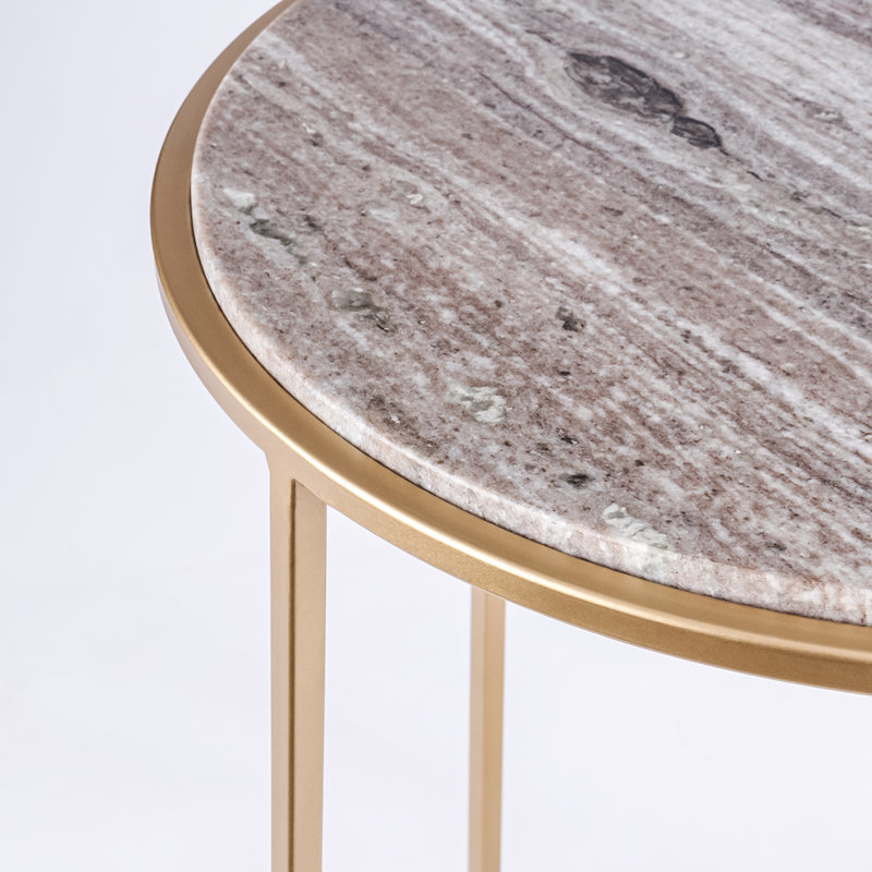 Nikelle Marble Top End Table, Brown, Gold