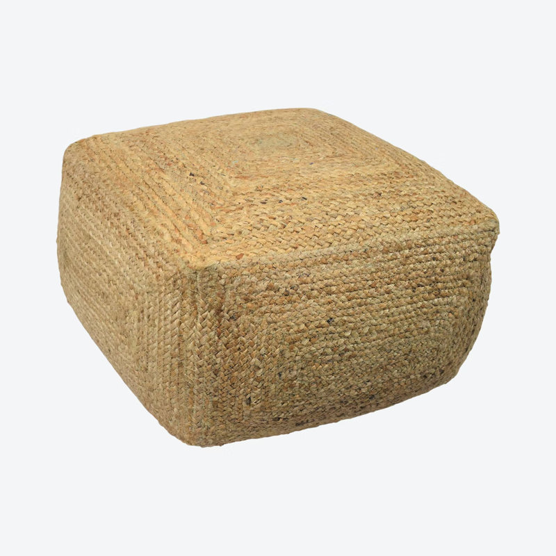 Minehead 30cm Wide Square Solid Colour Pouffe Ottoman, Natural