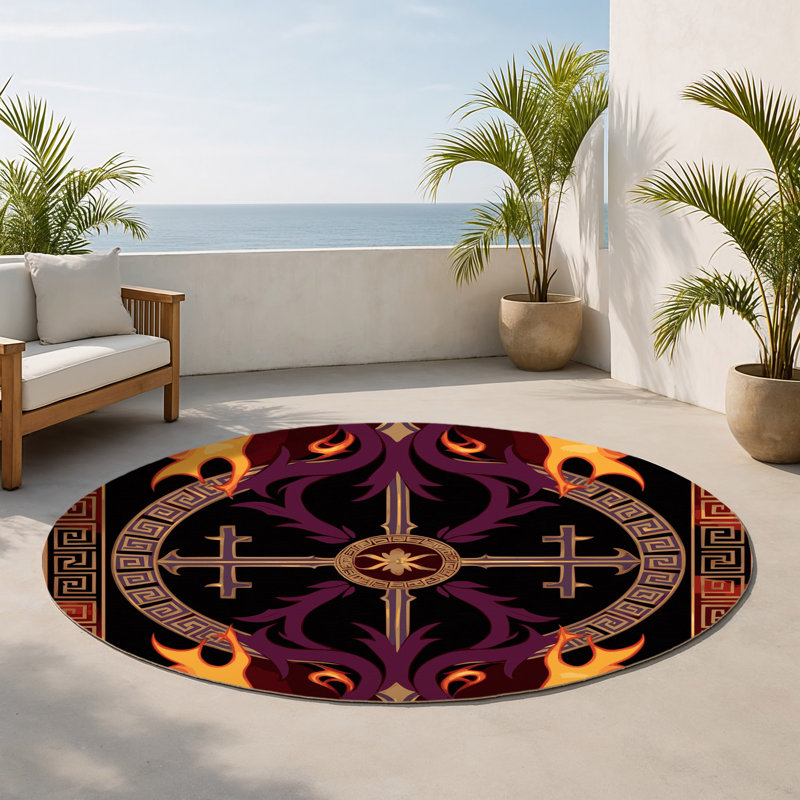 Tapis intérieur et extérieur Rose Of Antiquity, Rond 5 pi