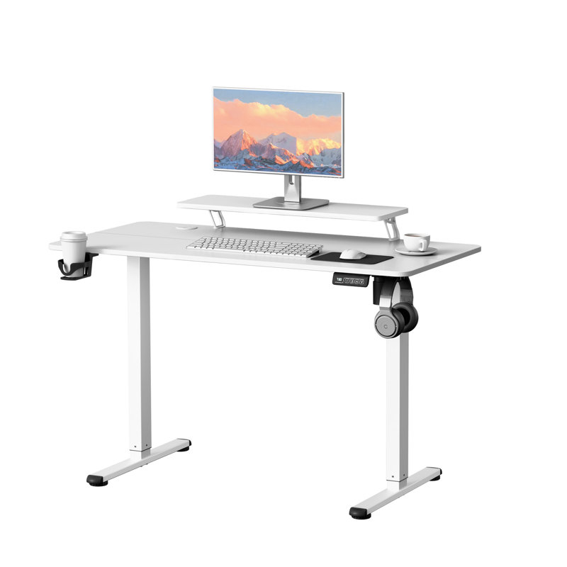 Bureau de jeu debout à hauteur réglable Kreutzer, Blanc / blanc, H 28,7 po x l 47,24 po x P 23,62 po