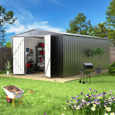10 ft. W x 14 ft. D Outdoor Metal Storage Shed with Double Doors