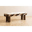 Banc rembourré en bois massif Buda avec finition brun clair