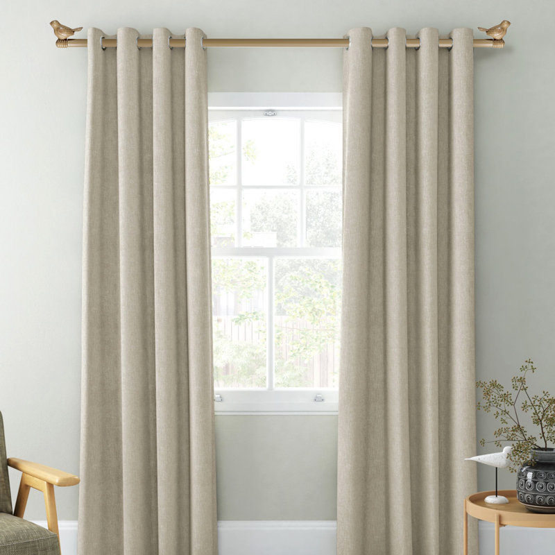 Tringle à rideaux simple réglable Kolb, 84 po à 120 po, Beige