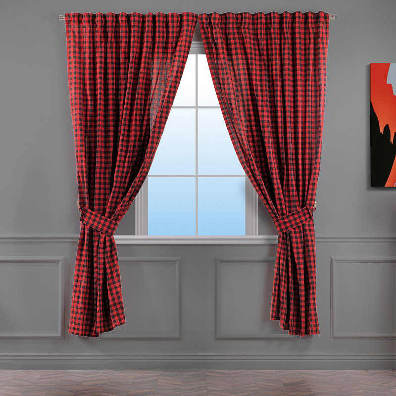 Blackout Curtain - 1 Pc, 40cm Width x 84cm Drop, Red/Black