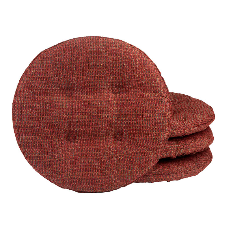 Coussin de tabouret de bar texturé antidérapant, rond de 14 pouces, ensemble de 4, Rouge