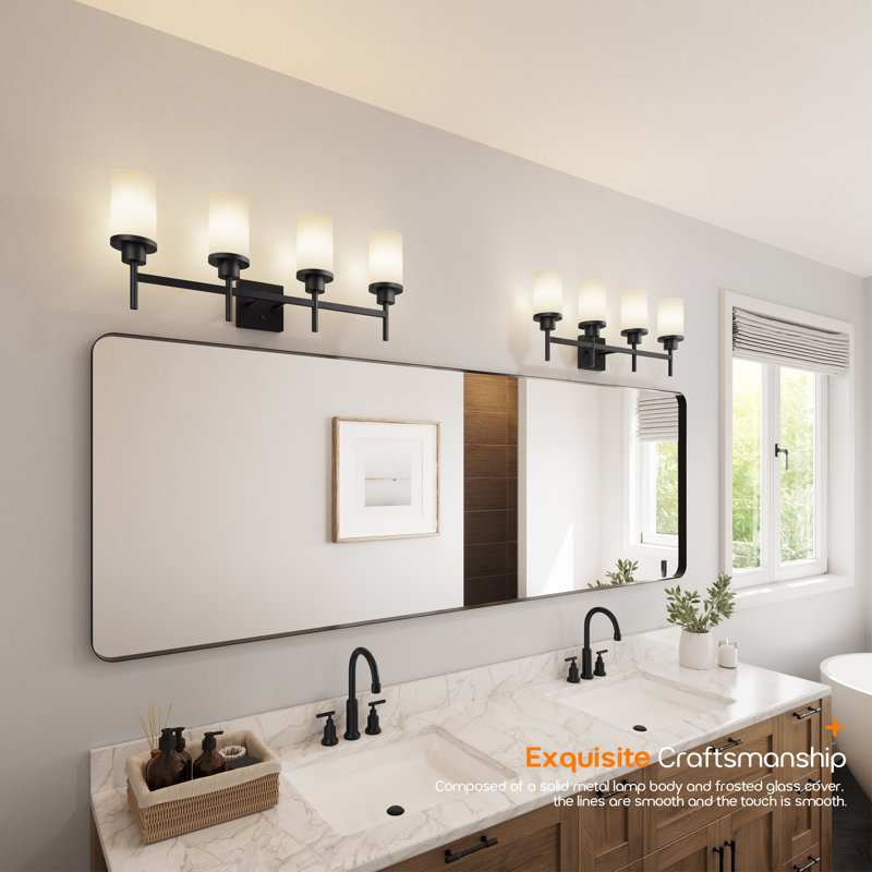 4-Light Bathroom Vanity Lighting, Matte Black
