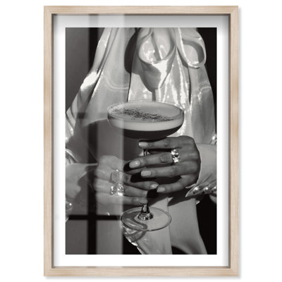 Expresso Nights Shadowbox Print Miami Art Prints by Notoriart, Blonde Frame, 25 x 37