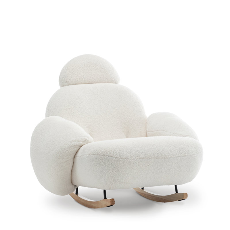 Deshanay Rocking Chair, White Teddy
